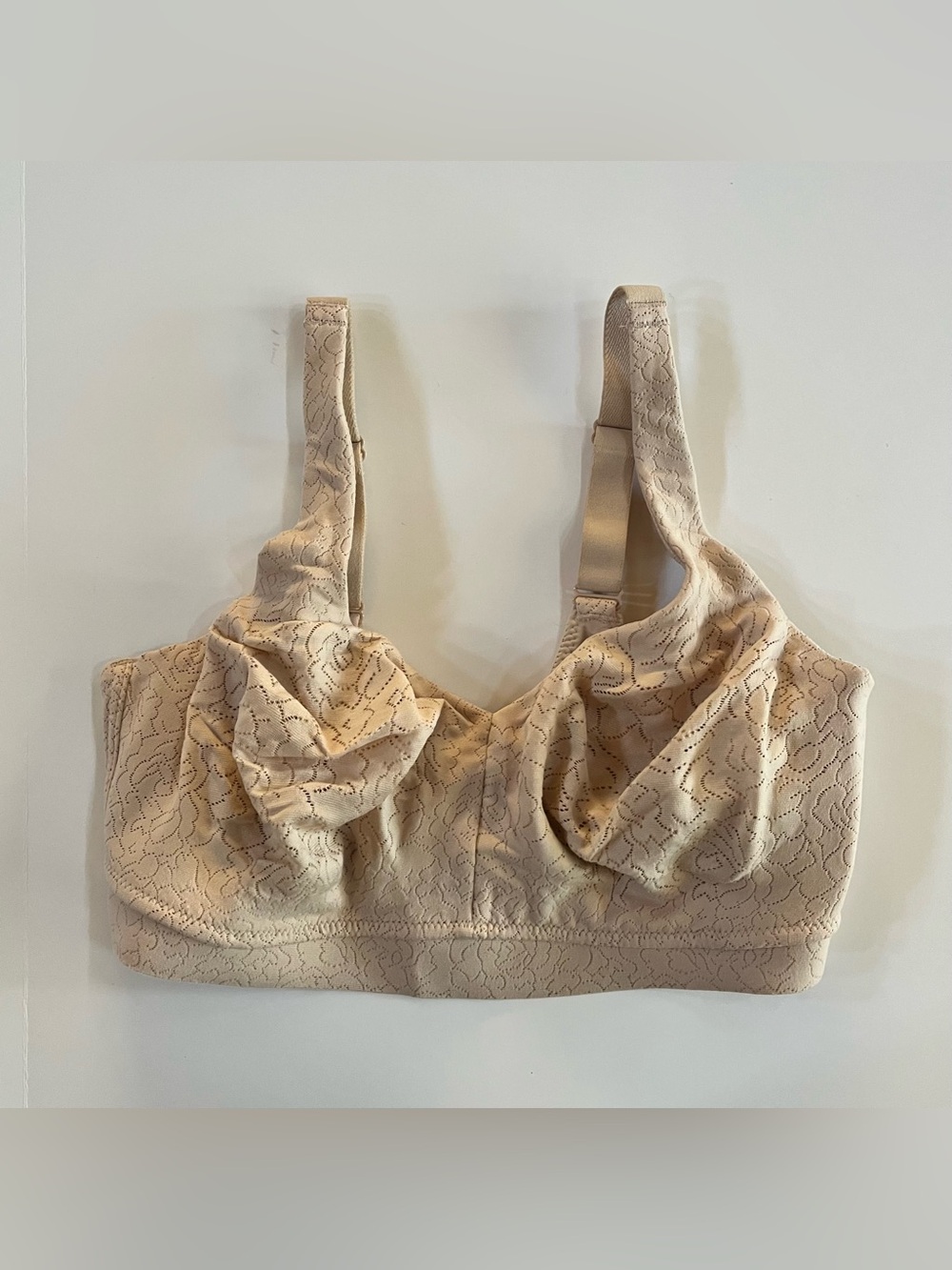 Wacoal Inside Job Beige Sand Lace Wireless Wire Free Comfort Bra size 34G - Picture 2 of 8